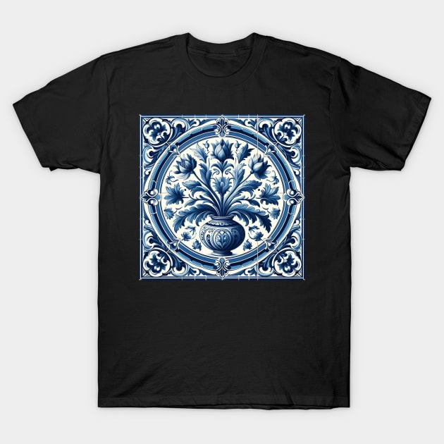 Delft Tile With Plant Pot No.4 T-Shirt by artnook